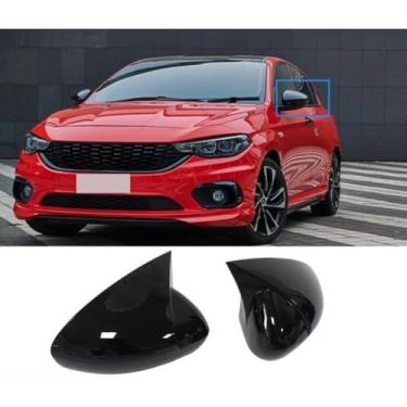 Imagem de Kit de carroceria de capa de espelho retrovisor de carro compatível com EGEA SD/HB/SW 2016-2023 Acessórios de carro de acabamento de capa de espelho retrovisor (preto brilhante)