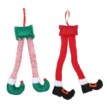 Imagem de STOBAZA 2 peças de decorações de Natal, decoração de perna de carro de pelúcia para pendurar pernas de elfo, enfeites de natal acessórios de carro de elfo grande, fofo, pano de elfos gigantes