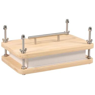 Imagem de Prensa de livros, prensa de livros de madeira de bambu, kit de prensa de encadernação multifuncional para prensa de livros portátil feita à mão para escritório, escola, casa, encadernação de livros