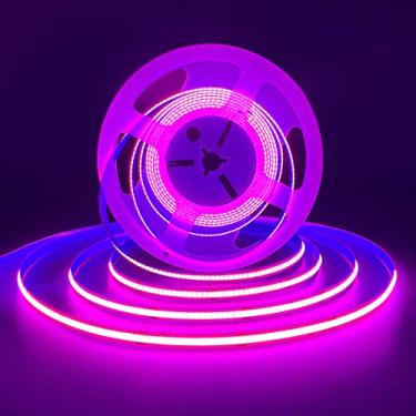 Imagem de HAMRVL COB LED Strip Lights Pink, DC12V 12 pés/5M 320leds/M CRI90 Fita LED flexível brilhante 8 mm, para armário interno residencial, quarto, cozinha, palco, iluminação DIY (sem fonte de alimentação) (rosa)