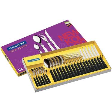 Imagem de Faqueiro 24 Peças Tramontina New Kolor Em Aço Inox Preto