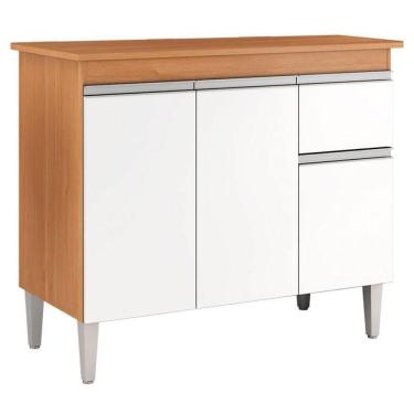 Imagem de Balcão De Cozinha Tatiane Com Tampo 100cm Amêndoa Branco - Ajl