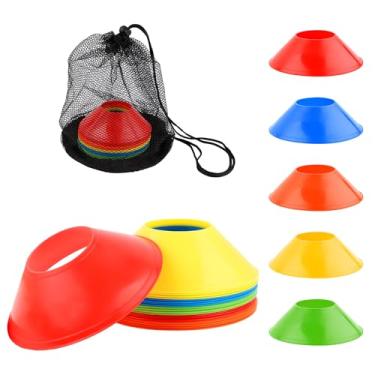 Imagem de 25 peças de cones de futebol para treinamento esportivo, mini cones de futebol e bolsa de malha cones de agilidade flexíveis, cones de treinamento premium para basquete, futebol, corrida, jogos