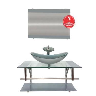 Imagem de Gabinete de Vidro 80cm para Banheiro Dinamarca - EKASA, Prata