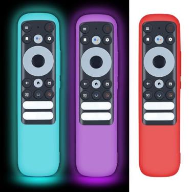 Imagem de [Pacote com 3] Capas remotas para controle remoto TCL RC902N FMR1, capa Slicone para controle remoto de voz inteligente RC902N FMR1 (azul brilhante, roxo e vermelho