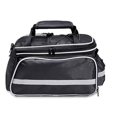 Imagem de SRSRS Bolsa de banco traseiro de bicicleta, bolsa de bicicleta portátil para uso ao ar livre, bolsa de bagageiro para assento traseiro com capa à prova de chuva (preto)