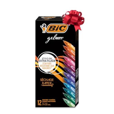 Imagem de BIC Canetas Gelocity de gel de secagem rápida com cores vivas e escrita suave, ponta média de 0,7 mm, 12 unidades em tinta sortida