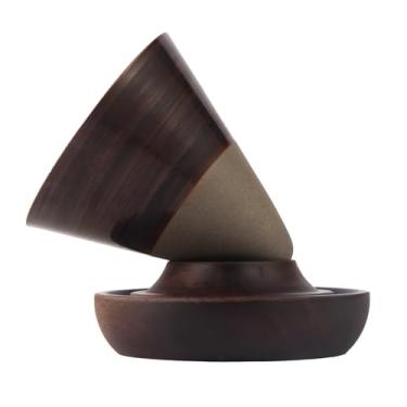 Imagem de MAICU Canecas de café (preto) 200 ml xícara de chá de madeira criativa em forma de cone com base, design exclusivo feito à mão para casa, escritório, amantes de chá, ideia de presente