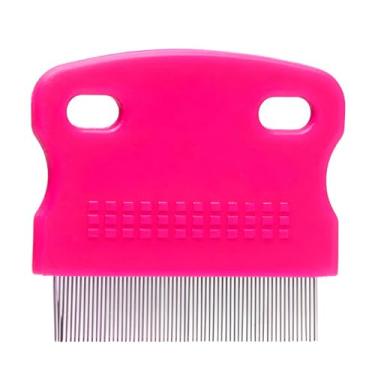 Imagem de Pente Fino Profissional para Remoção de Parasitas, Rosa, Material ABS/Aço, 5,8 x 6,3 cm, Dentes Arredondados para Cães e Gatos