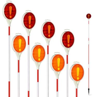 Imagem de PadPure Marcadores refletores de entrada de automóveis, refletores de entrada de garagem de fibra de vidro de 129,5 cm para entrada de arado de neve estacas dupla face alta visibilidade (8 peças)