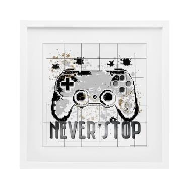 Imagem de Stupell Industries Impressão emoldurada Never Stop Pixel Gamer Birch sob vidro, design de Kim Allen, 13 x 13