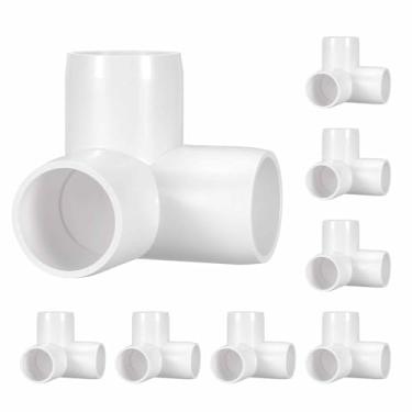 Imagem de Kozelo Pacote com 8 encaixes de tubulação de cotovelo de PVC SCH40 de 2,5 cm, encaixe em T de saída lateral de canto de cotovelo de PVC de 3 vias, conectores de tubo de grau de móveis para projeto