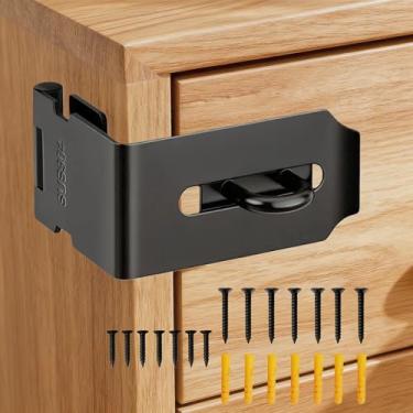 Imagem de Trava de bloqueio de ferrolho de 90 graus, aço inoxidável 304, fecho de cadeado seguro de ângulo reto, trava de segurança para armário de arquivos, gaveta de mesa, caixa de ferramentas, caixa de