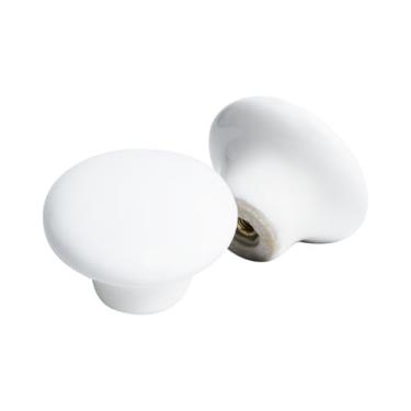 Imagem de Kit 2 Puxadores Cerâmica Porcelana 38mm Para Móveis Armário (Branco - MPPON106)