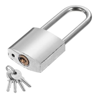 Imagem de PATIKIL Trava resistente de 24 mm, 1 cadeado de liga de aço de alta segurança com 4 chaves para janela de porta de armazenamento de contêiner de transporte de armazém (H: 60 mm