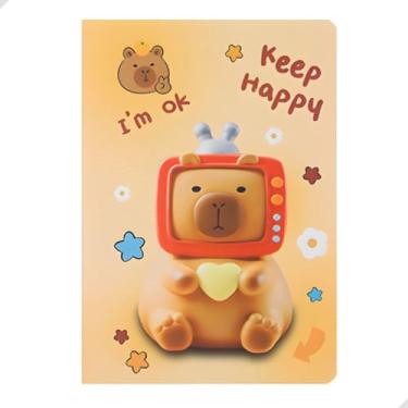 Imagem de Caderno Escolar 21x14cm com Capa Ilustrada Divertida de Capivara | Papel 70g Pautado 32 Folhas | Ideal para Escola, Anotações e Estudos | Material Escolar, Papelaria Fofa Divertida (Capivara TV)