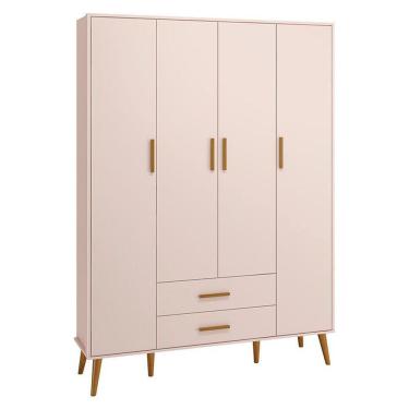 Imagem de Guarda Roupa Infantil Isis 4 Portas E 2 Gavetas Rosa - Reller Móveis Rosa