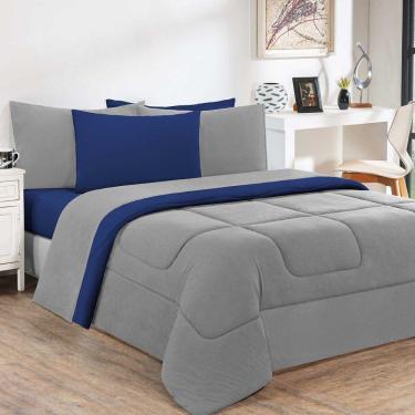 Imagem de Edredom Malha 100% Algodão Gran Moratta 1 Peça Casal - Cinza-azul Royal