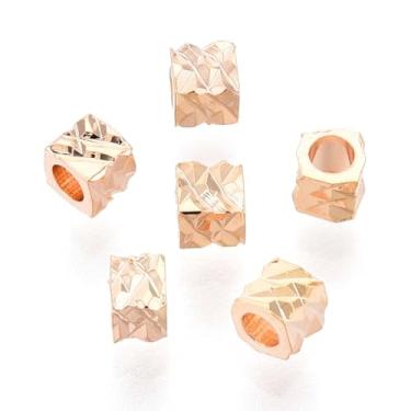 Imagem de MakemadeDIY 50 peças de contas espaçadoras banhadas 18 K sem costura cubo facetado de metal liso contas de latão preenchidas com ouro para pulseira faça você mesmo, colar, brinco, fabricação de joias