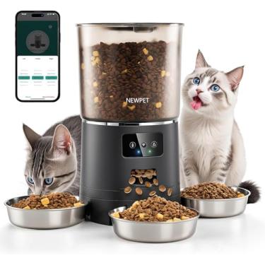 Imagem de Alimentador Automático para Gatos para 3 Gatos, 6L Alimentador Inteligente WiFi para Animais de Estimação, Sistema Anti-Atolamento forte, Dispensador de Alimentos para Gatos