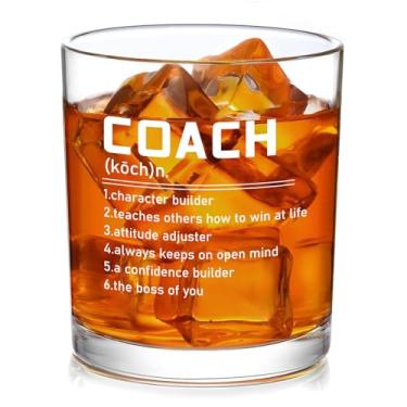 Imagem de Slugeren Presentes de treinador para homens, copo de uísque com definição de treinador, melhor presente para treinador de beisebol, presente de aniversário de formatura, Natal, para futebol, softball