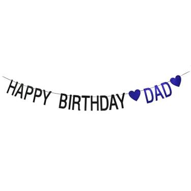 Imagem de Etaredkj Happy Birthday Dad Banner, Best Dad Ever/Feliz Dia Del Padre, Happy Father's Day/Birthday Party Decorações Suprimentos Preto Dourado Glitter