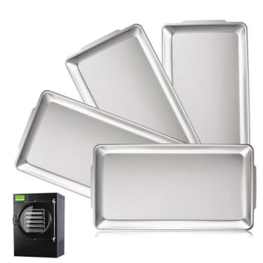 Imagem de Otoolling 4 bandejas de metal para secador de gelo direto de colheita, pequenas, bandejas de aço inoxidável 18/8, acessórios duráveis e empilháveis para cozinha