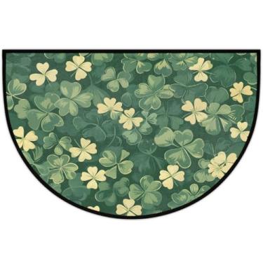 Imagem de Tapete de porta meio redondo, dia de São Patrício, antiderrapante, absorvente, semicírculo, tapetes laváveis, meia lua, tapetes para ambientes internos, pátio, cozinha, banheiro, entrada, lareira