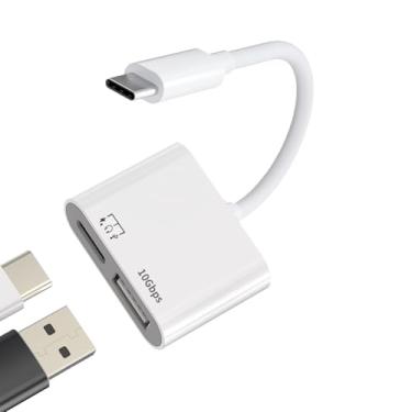 Imagem de [Certificação Apple MFi] Adaptador USB-C para USB para iPhone 17/16/15, 10 Gbps USB-C macho para USB 3.2 fêmea OTG, cabo de áudio 3 em 1, porta de carregamento PD de 60 W e transferência de dados