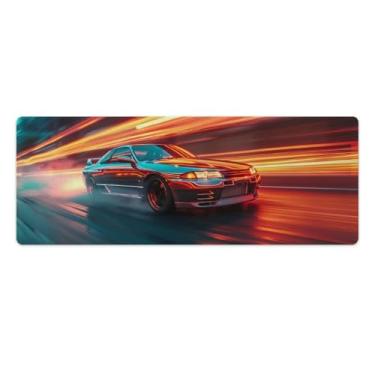Imagem de HouLaiZhe JDM Car R34 Sports Speed Large Gaming Mouse Pads Tapete de Mesa Base de Borracha Antiderrapante Laptop Acessórios de Computador Suprimentos Bloco de Escrita para Escritório Casa 30 x 80 cm
