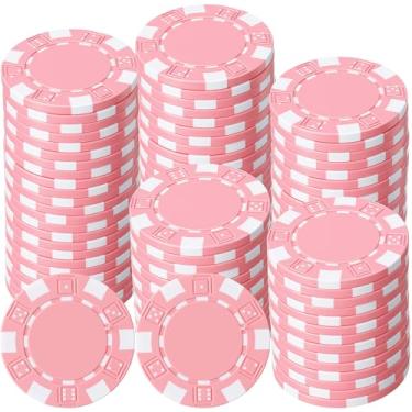 Imagem de LaRandom 100 peças de fichas de pôquer de 11,5 gramas ABS Monte Carlo, marcadores de fichas de bingo de 40 mm em branco para Blackjack e jogos de pôquer noturno de cartas (rosa)