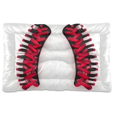 Imagem de Wassud Cama de cachorro com cadarços de beisebol simples, camas grandes para cães ao ar livre, tapete lavável para animais de estimação, cama de gato para dormir, viagens 91 x 61 cm