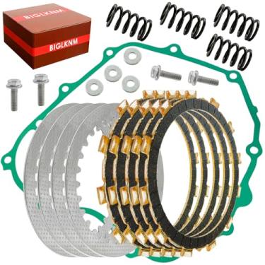 Imagem de BIGLKNM Kit de disco de embreagem de aço de fricção e parafusos de molas de vedação compatíveis com Ninja 250R EX250 2008-2012 OEM # 13088-0038 13089-0021 Kit de embreagem de motocicleta