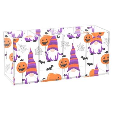 Imagem de Burbuja Gnomos segurando balões de acrílico para canetas, 4 compartimentos, suporte de lápis transparente para pincéis de maquiagem fixos, acessórios de mesa de escritório em casa