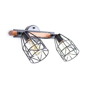 Imagem de Luminária de parede LED com cúpula em formato de gaiola, suporte para lâmpada preto, estilo retrô, ideal para loft, quarto, sala de estar, cozinha, sala de jantar, bar ou café, 1 lâmpada.