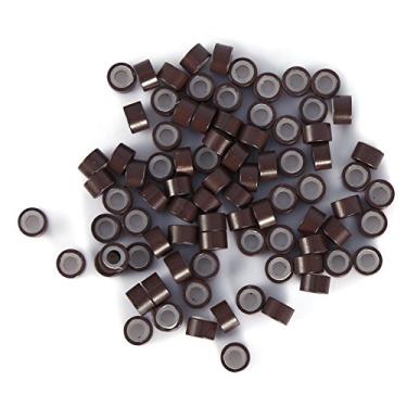 Imagem de Generic Anéis de Extensão de Cabelo Forrados de Silicone 500 Peças Em Frasco para Cabelo Humano 5 Cores, Seguro e Fácil de Usar, Instalação Confortável para Profissionais de Salão de Beleza (marrom médio)