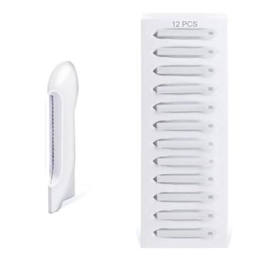 Imagem de Dermaplane Razor para rosto feminino, depilador facial, depilador facial e penugem pêssego Romover + 12 lâminas (acessórios de lâminas brancas)