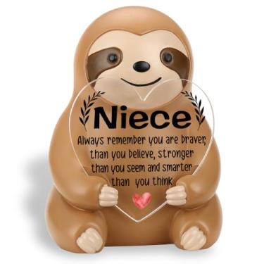 Imagem de CWGOTC Sloth Gift for Niece from Aunt Uncle, Cute Resin Sloth Figurine with Positive Heart Message, Birthday Christmas Back to School Encouragement Desk Decor Keepsake for Niece Teen Girls YSS27
