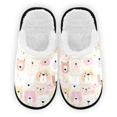 Imagem de Pantufas femininas antiderrapantes de Natal e Ano Novo com bolsa de armazenamento, Caras criativas fofas de animais coloridos, 9-12 US Women/9-12 US Men