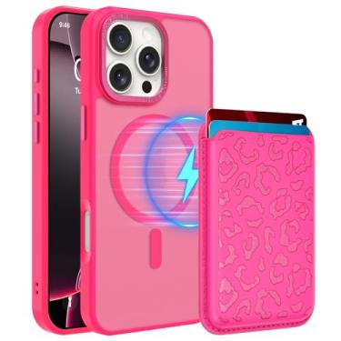 Imagem de MOWIME Capa magnética para iPhone 16 Pro Max [compatível com Magsafe] [com carteira e porta-cartão] [linda estampa de guepardo] Capa fosca translúcida fina para iPhone 16 Pro Max 6,9 polegadas 2024