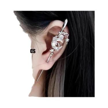 Imagem de Brinco retrô gótico escuro punk rosa cruz espinho unissex piercing ore