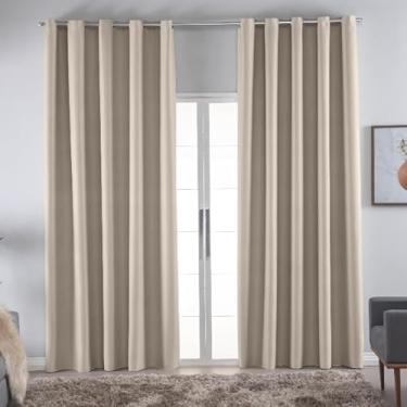 Imagem de Cortina Blackout Total para Sala e Quarto com Ilhós Cromado - Tecido Bloqueador de Luz 100%, Privacidade Absoluta, Isolamento Térmico e Acústico(Palha,3,00 X 2,80)