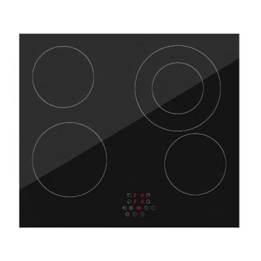 Imagem de Cooktop Elétrico 4 Bocas 60cm Preto Vidro Temperado Controle Deslizante 220-240V
