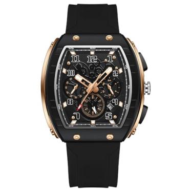 Imagem de FANMIS Relógios masculinos exclusivos, retangulares, esportivos, relógio de pulso branco com mostrador digital analógico duplo cronógrafo, design punk legal, à prova d'água, pulseira de silicone