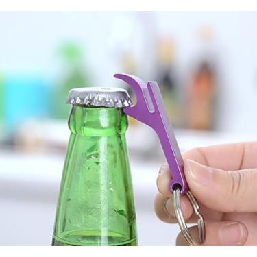 Imagem de Conjunto de chaveiro de abridor de garrafa de cerveja multicolorido com 5 peças – Abridores de metal compactos portáteis para garrafas, festas, churrascos, acessórios para casa e viagem – Ótimo