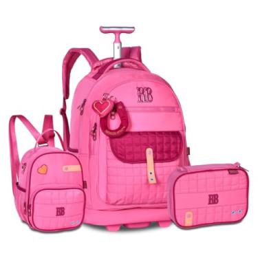 Imagem de Kit Mochila Carrinho Lancheira e Estojo Pelúcia Rebecca Bonbon (Rosa)