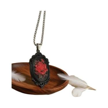 Imagem de Colar De Pingente De Aço Inoxidável Rosa Gótica Para Casais, Acessório