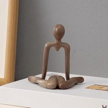 Imagem de Estátua de pensador de decoração de estante - Estatueta de escultura de pensador de leitura de arte abstrata, estética, decoração de casa moderna para sala de estar, prateleiras de escritório, mesa de