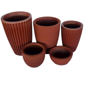 Imagem de Kit 5 Vasos P/Planta Romana P e M, Coluna bojo M, Bojo Escovado P, Bacia Pequena Decor Casa Jardim(Marrom)