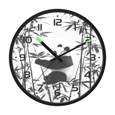 Imagem de SEHANY Bonito relógio de parede panda silencioso sem tique-taque relógio redondo operado por bateria 30 cm controle de som luz noturna relógios de parede para sala de estar, cozinha, quarto